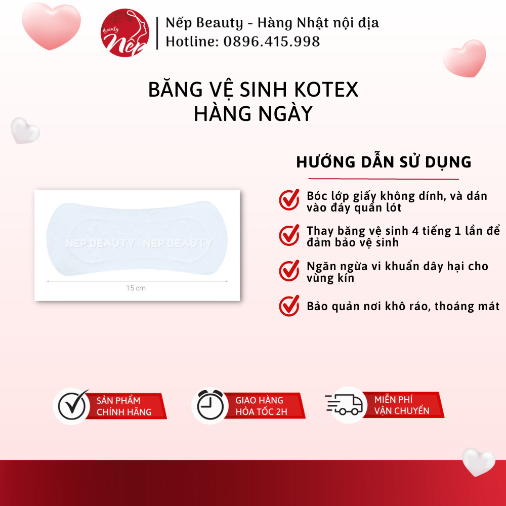 Băng vệ sinh Kotex hàng ngày 20 miếng, kháng khuẩn siêu mỏng nhẹ, hương thơm tự nhiên - Nepbeauty