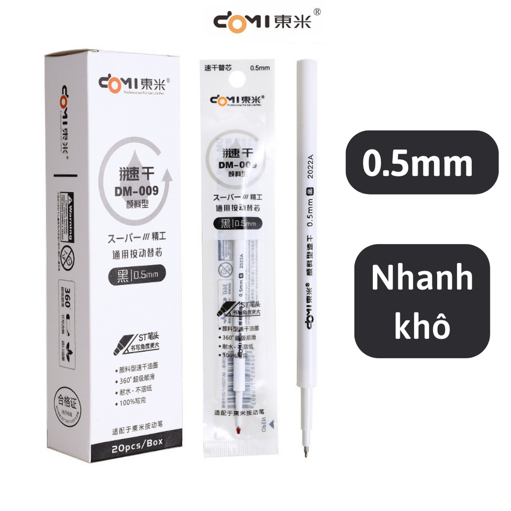 Ngòi Domi 009 đầu 0.5mm Đen Xanh Đỏ Cho Bút Mura, Domi, Lopet Chính Hãng- Tiệm Bút SHIORI