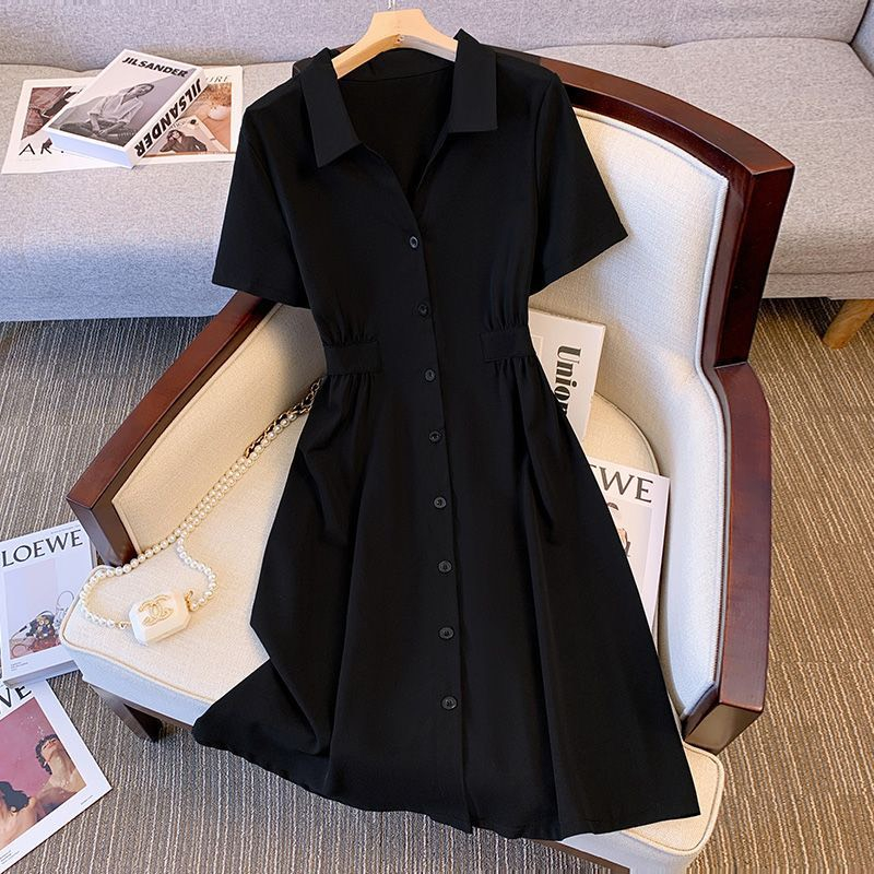 MIMI BigSize  Đầm Big Size Sơ Mi Chun Eo Co Giãn Thời Trang Pháp