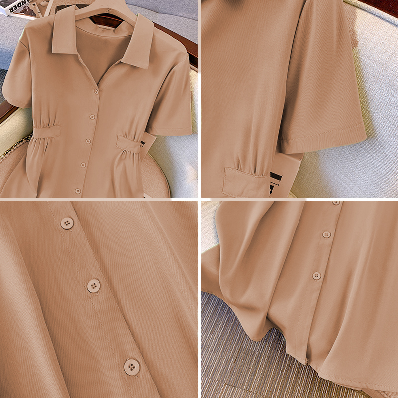 MIMI BigSize  Đầm Big Size Sơ Mi Chun Eo Co Giãn Thời Trang Pháp