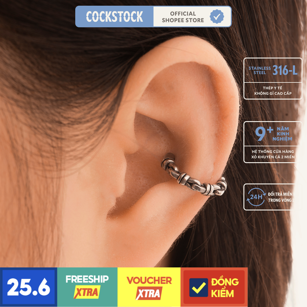 Khuyên tai vòng Knot Hoop Earring CockStock