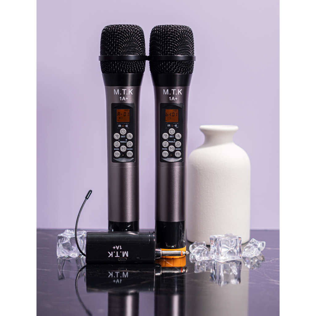 MT MAX Mic MTK hát karaoke không dây phù hợp mọi loa kéo, bắt âm tốt,6 chức năg thông minh chỉnh bass-treble-echo trên t