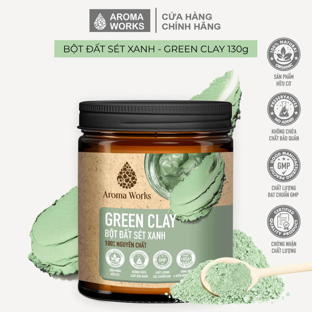 Bột Đất Sét Xanh Aroma Works Green Clay Powder 130g