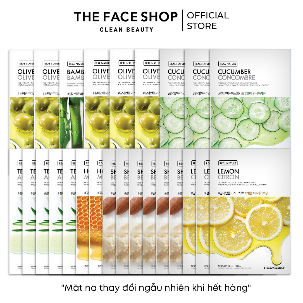 Combo 30 Mặt Nạ Real Nature THE FACE SHOP 20g (mix nhiều loại)