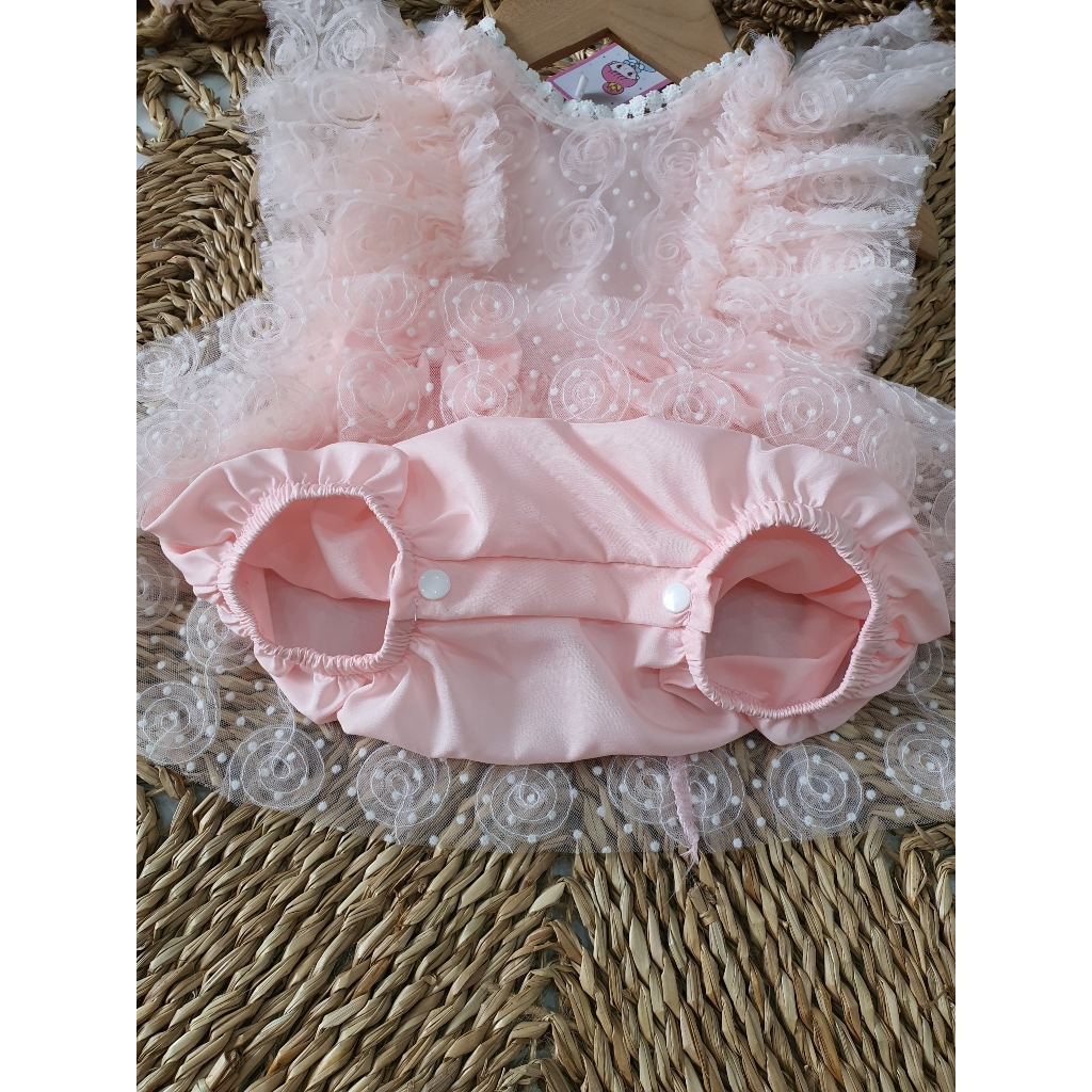 Body váy lưới hoa hồng RIOKIDS cho bé gái sơ sinh mặc thôi nôi, đầy tháng, đi chơi tiệc BD17