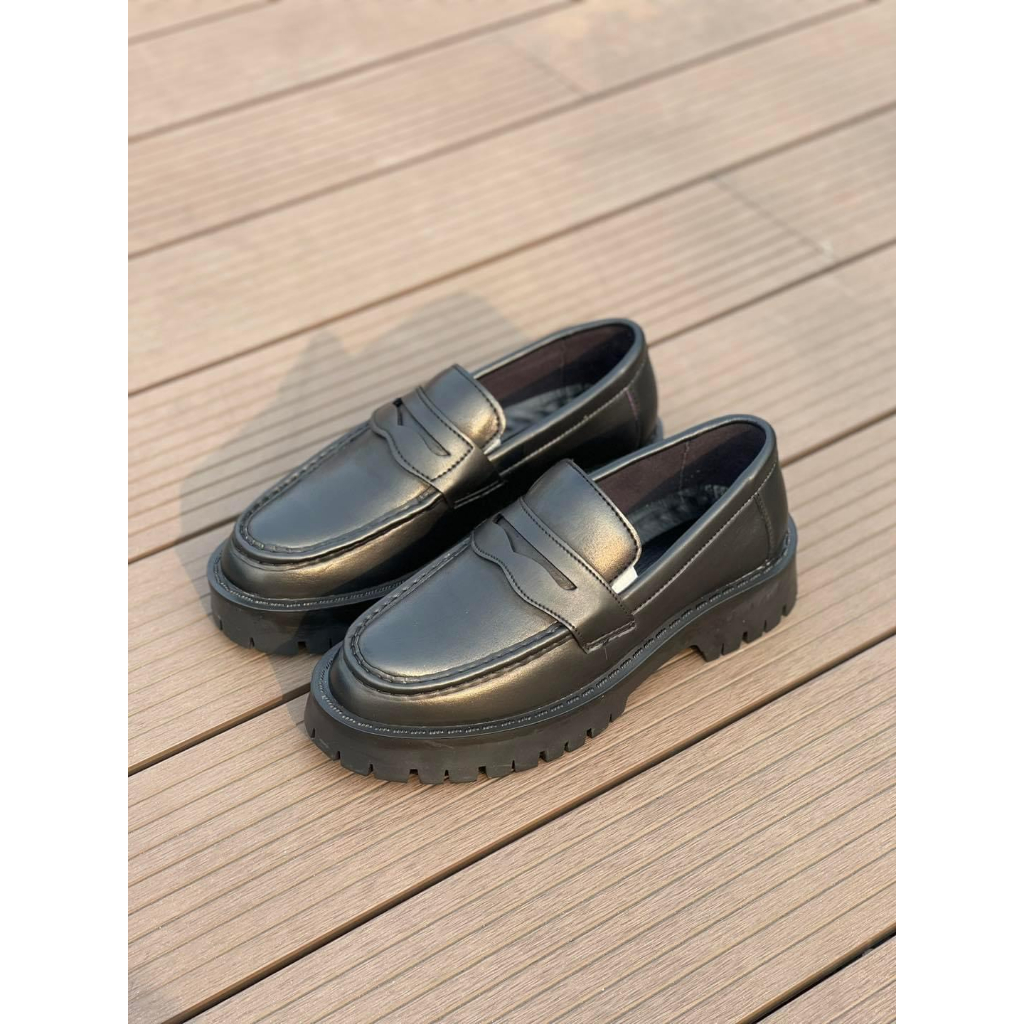 Giày Lười Nam Loafer Da Xít Đế Chucky Đen Trắng, Giày Da Nam Kiểu Dáng Công Sở Cao Cấp Mã 2526 - Xưởng Giày Chelsea Boot