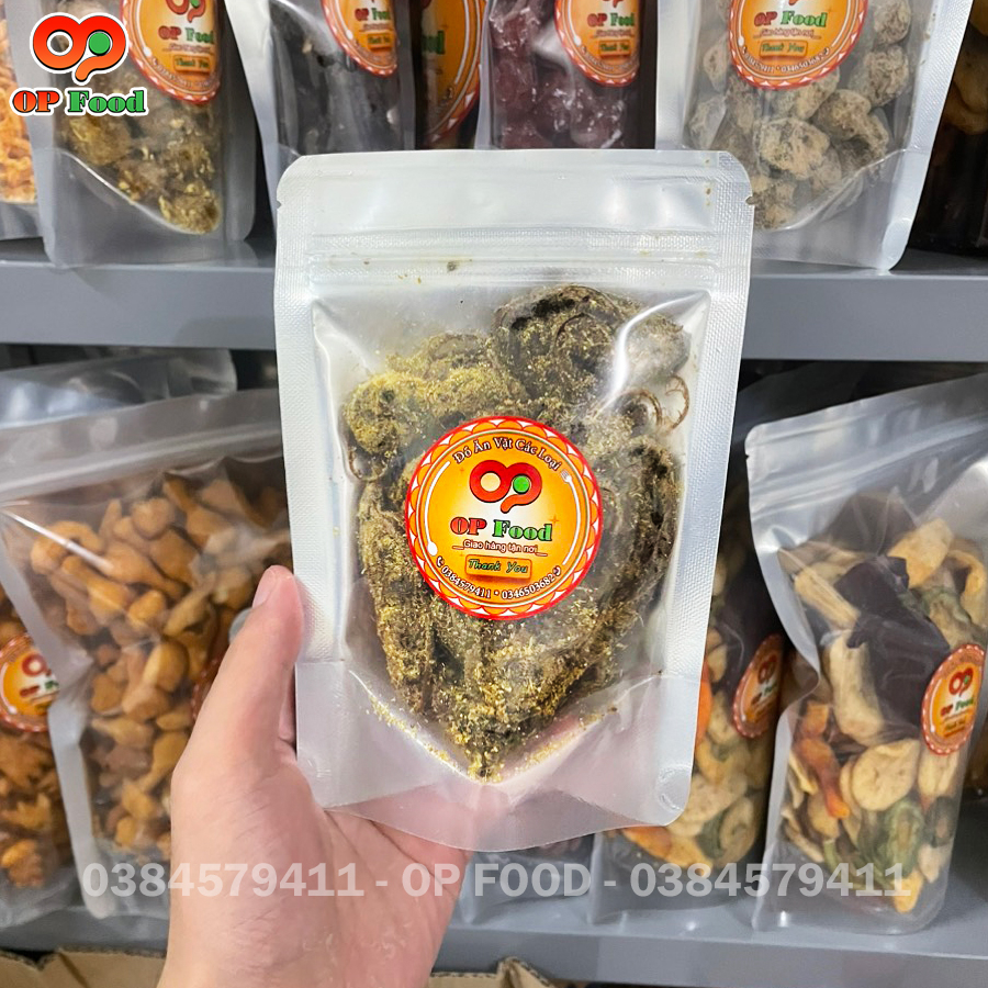 Ô mai me gừng cả quả OP FOOD túi zip 100g chua ngọt thơm ngon.