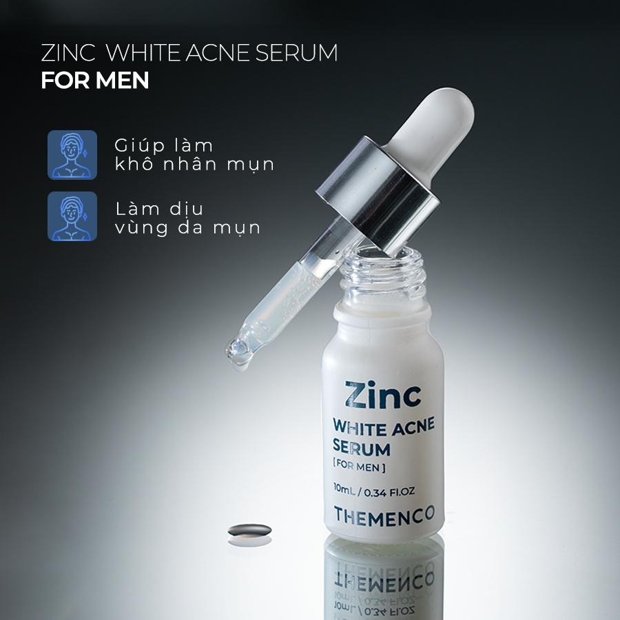 Combo Giảm Mụn Mờ Thâm Dành Cho Nam Giới The Menco Zinc White Acne 10ml và Lightening Serum 30ml