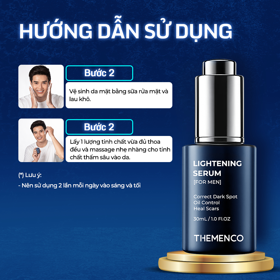 Serum Mờ Thâm Trắng Da Kiềm Dầu Se Khít Lỗ Chân Lông TheMenco Lightening Serum 30ml Dành Cho Nam Giới