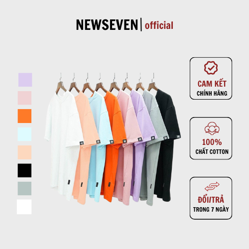 Áo Thun Tay Lỡ Local Brand NEWSEVEN Unisex Nam Nữ Phông Trơn T-shirt Cotton Form Rộng Oversize AT.021