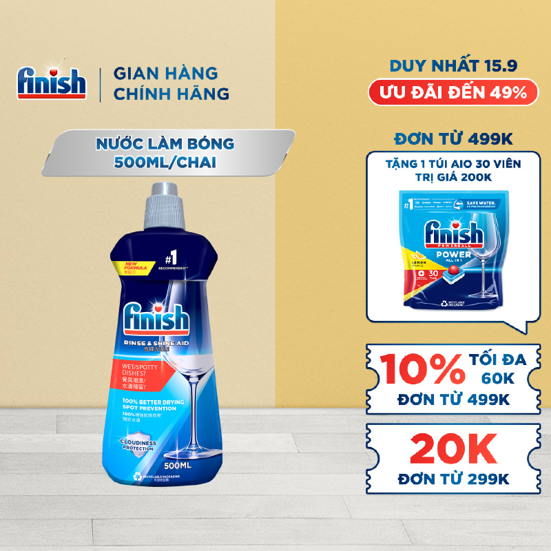Nước Làm Bóng Chén Bát Finish Rinse & Shine Aid - chai 500ML