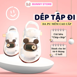 Dép tập đi cho bé trai gái có tiếng kêu Bunny Store, giày tập đi dành cho bé sơ sinh từ 6 tháng đến 2 tuổi đế mềm GTD02