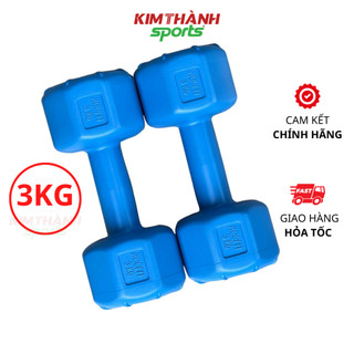 Tạ tay nhựa 3kg cao cấp loại 1 đã nhồi có lõi thép chống gãy , tập yoga tập gym nam nữ tại nhà giá rẻ - KIM THÀNH SPORT