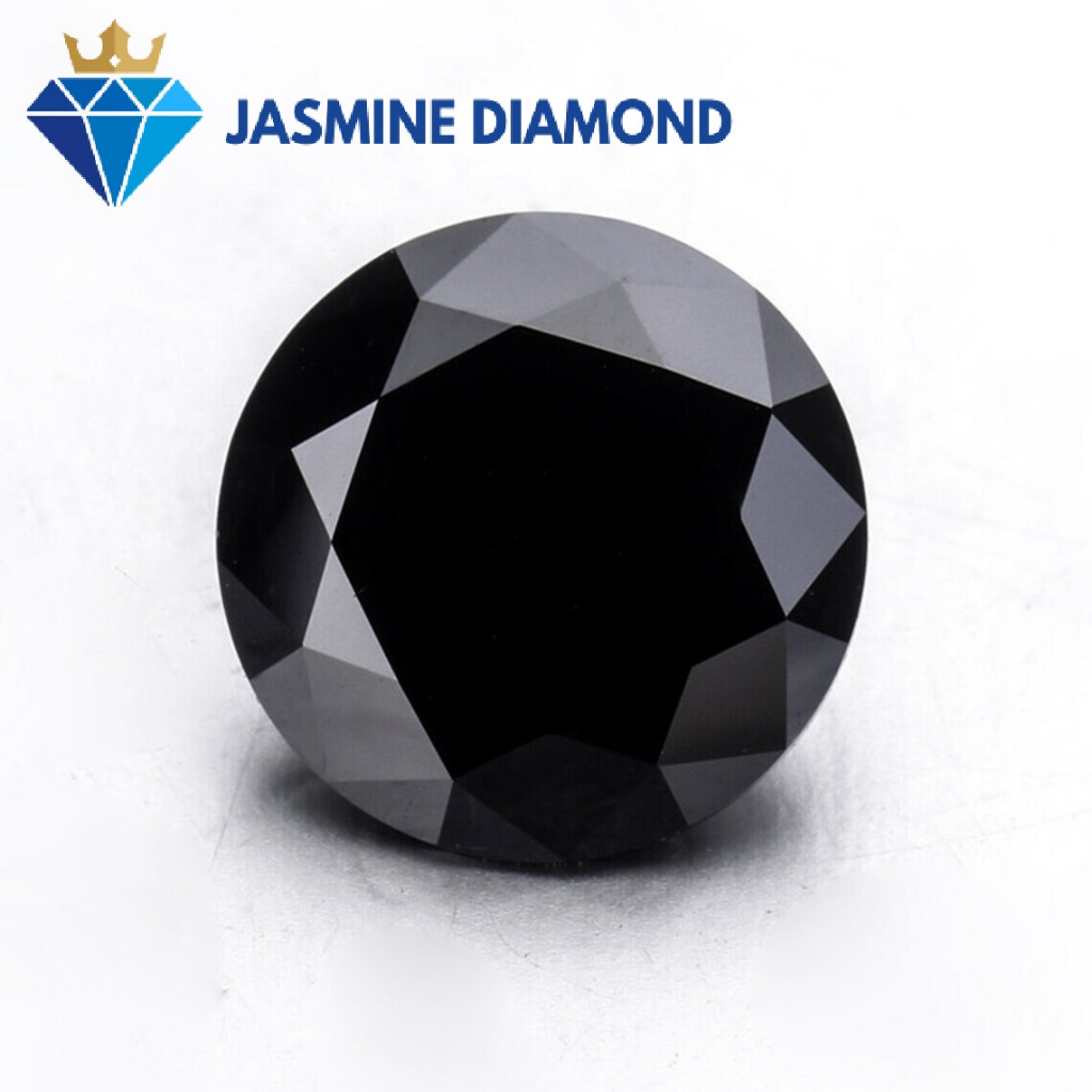 (Size từ 4-7.5 ly) Kim cương nhân tạo Mỹ Moissanite giác cắt tròn màu đen