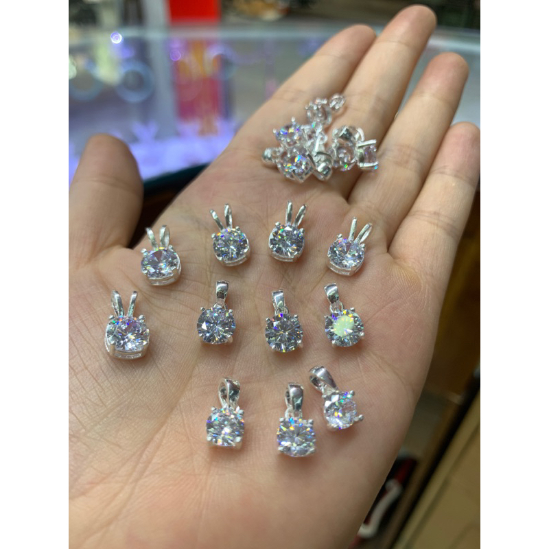 Mặt đá 1 viên đá cz 6-10ly bạc thật NGỌC MẬU