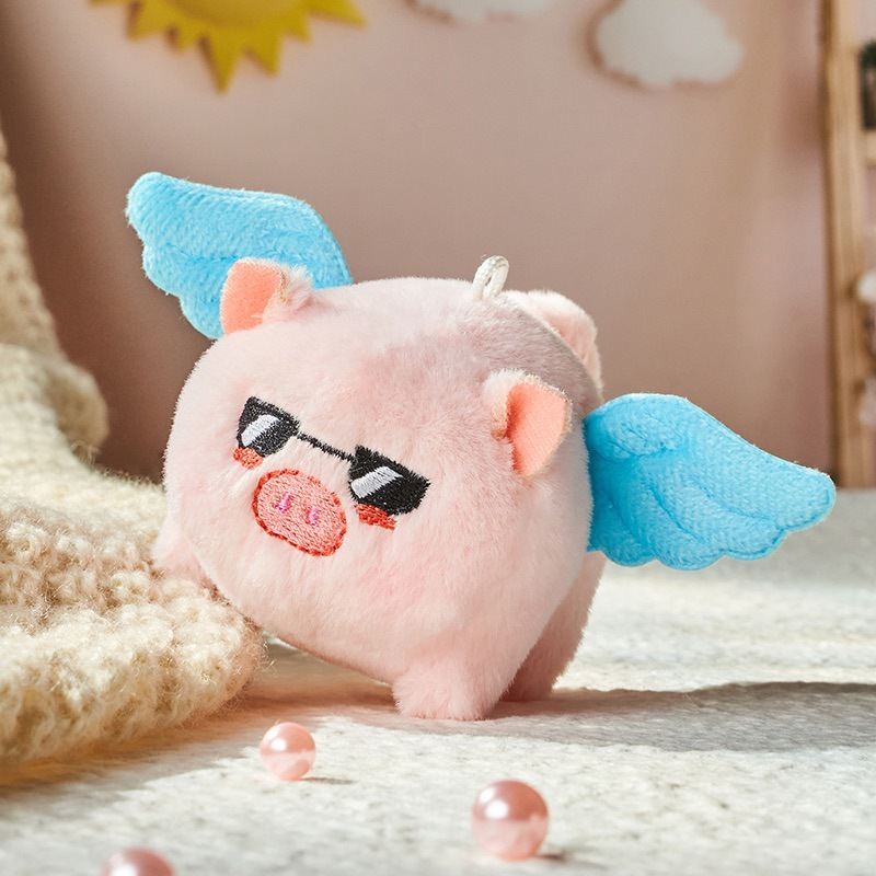 Đồ chơi móc khoá bông heo hồng vẫy đuôi có cánh có âm thanh ANDY KIDS thú nhồi bông móc balo ngộ nghĩnh, dễ thương
