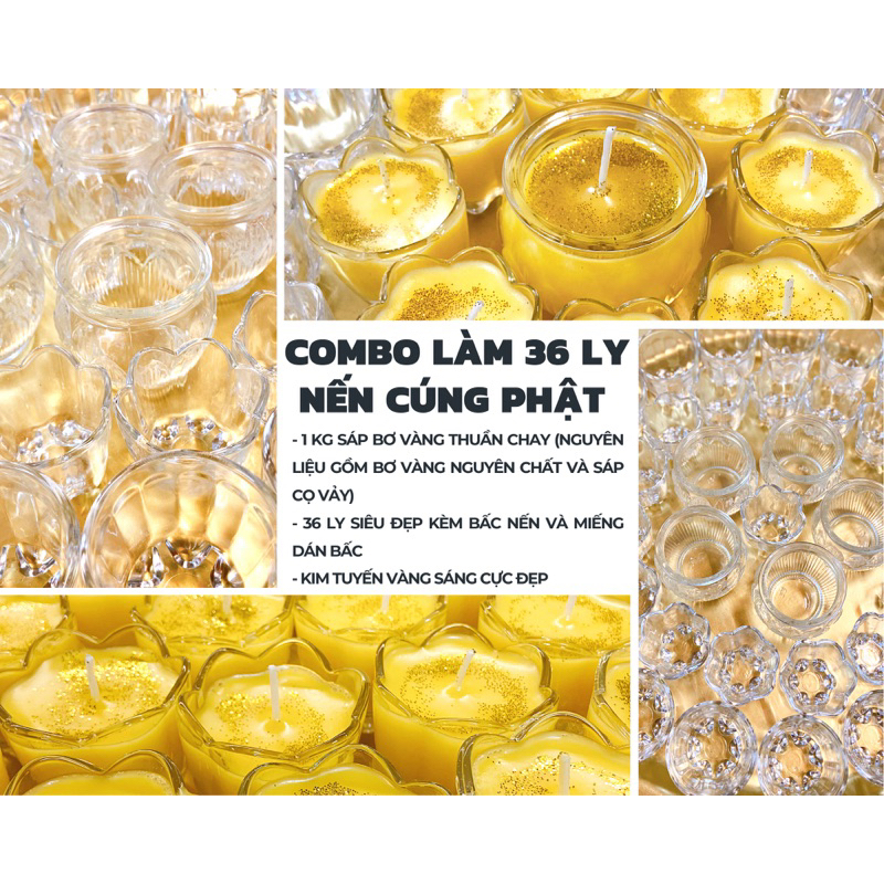 COMBO 36 LY NẾN BƠ CÚNG PHẬT-THUẦN CHAY,KO PARAFIN