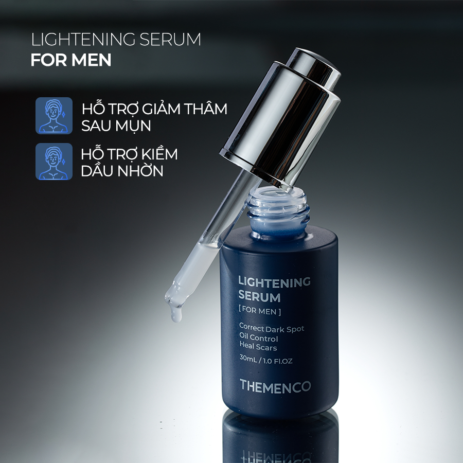 Combo Serum Mờ Thâm Trắng Da Kiềm Dầu Dành Cho Nam Giới Lightening Serum 30ml và Sữa rửa mặt Cool Facial Gel 120ml