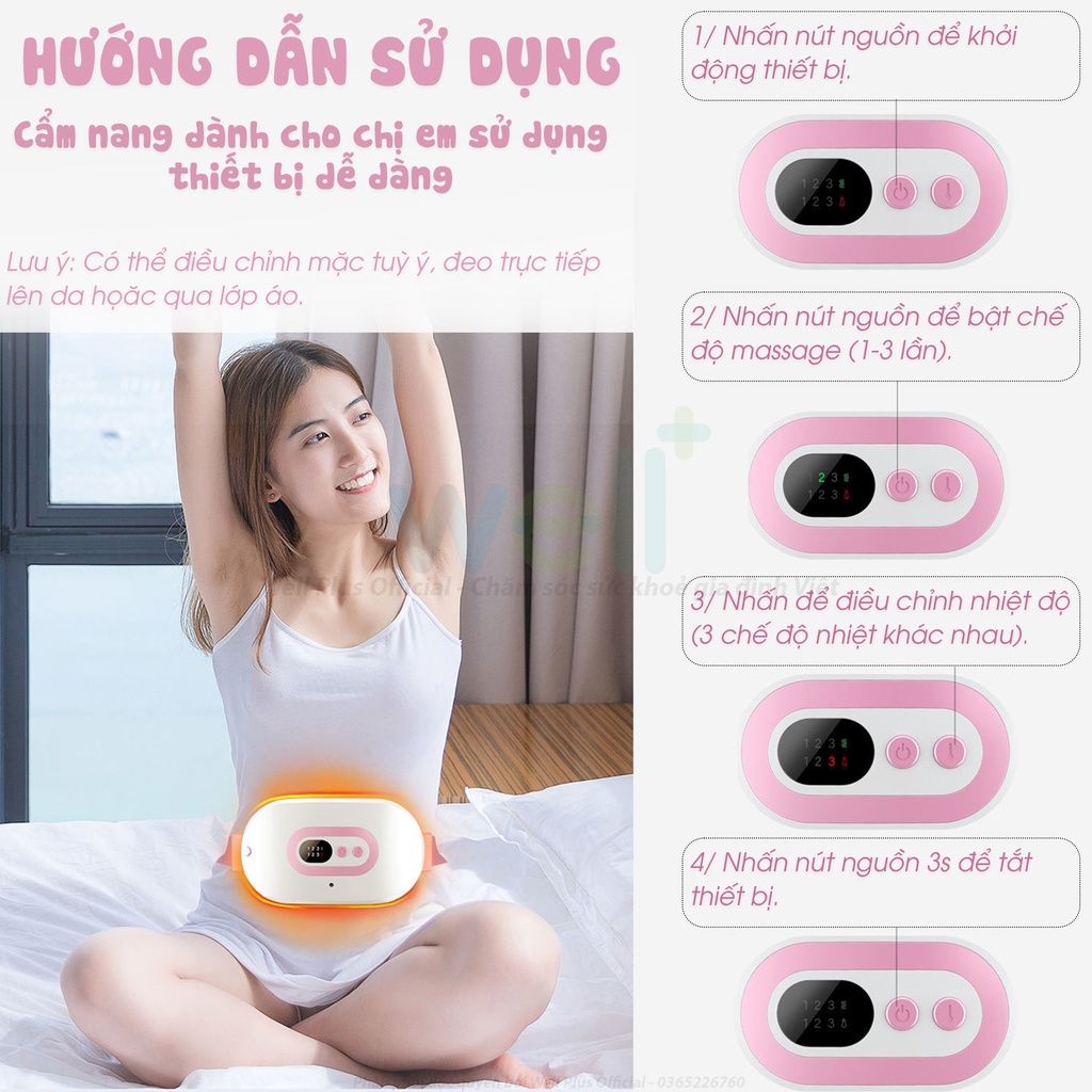 Đai Massage Bụng BEETECH Cho Bạn Gái Làm Ấm Chườm Nóng Giảm Đau Đến Kỳ Kinh Nguyệt