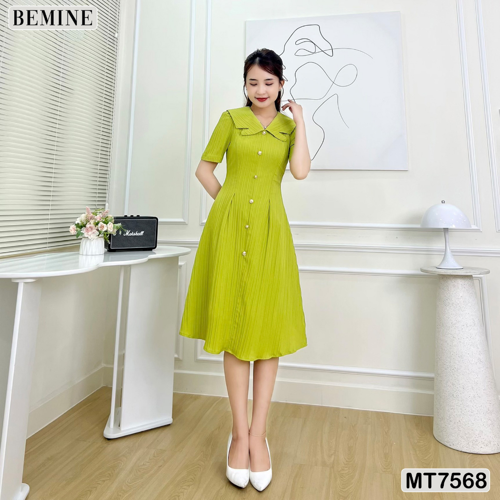 Đầm công sở đính nút tùng xoè BEMINE MT7568