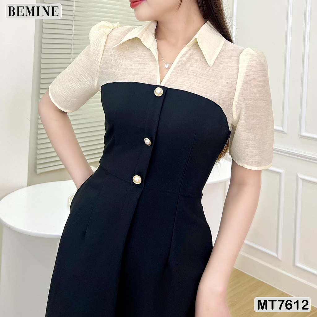 Đầm thiết kế cổ sơ mi tùng chữ A BEMINE MT7612