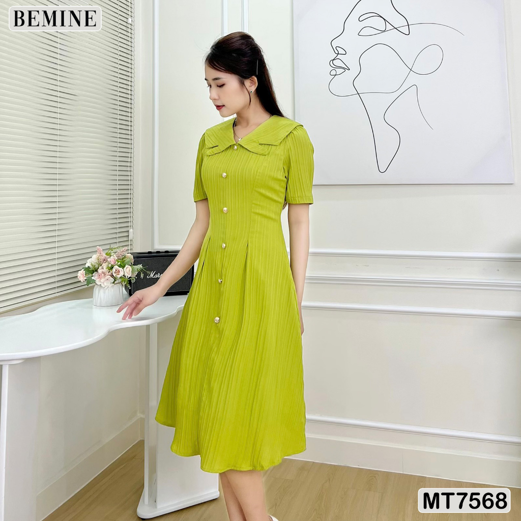 Đầm công sở đính nút tùng xoè BEMINE MT7568