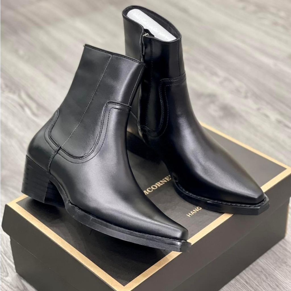 Giày Nam Santiago Khóa Zip Da Sít Chống Nhăn Đế Kép, Giày Da Nam Kiểu Dáng Công Sở Mã 1916 - Xưởng Giày Chelsea Boot