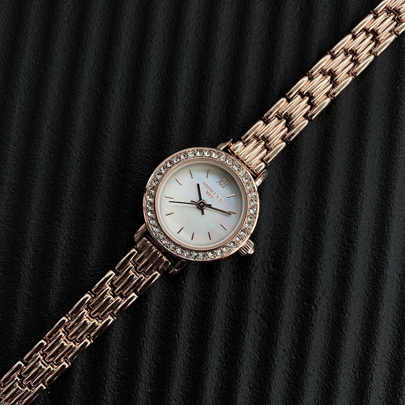 Đồng hồ nữ Bee shirley roses dây thép nữ siêu đáng yêu cho phái nữ, chống nước 3atm, viền đính đá, bảo hành 12 tháng