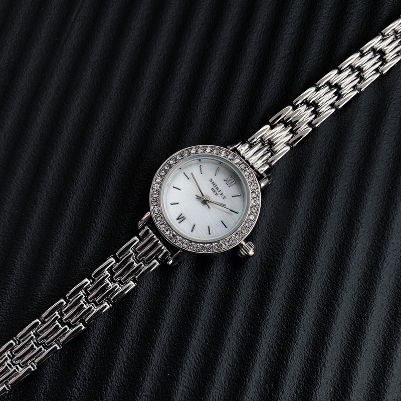 Đồng hồ nữ Bee shirley roses dây thép nữ siêu đáng yêu cho phái nữ, chống nước 3atm, viền đính đá, bảo hành 12 tháng