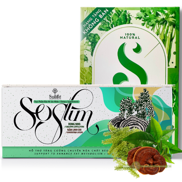 Kẹo Giảm Cân Soslim Chính Hãng Solife Nấm Và Rong Nho 100% Từ Thiên Nhiên+ Tặng nước hoa
