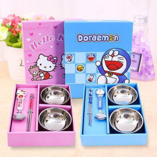 Bộ Bát (Chén) Inox 2 Lớp Cách Nhiệt Hình Đôrêmon,Hello Kitty, Gấu Pooh