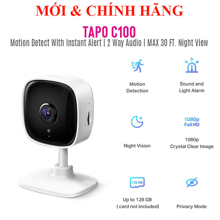 Camera Wifi TP-Link Tapo C200 Full HD 1080P xoay 360 độ Giám Sát An Ninh C100