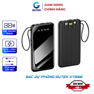 Sạc dự phòng Gutek XY266 pin dung lượng lớn 20000mah 30000mah kèm dây sạc nhanh cho nhiều điện thoại