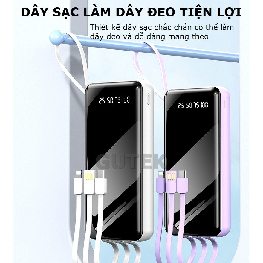 Sạc dự phòng Gutek XY266 pin dung lượng lớn 20000mah 30000mah kèm dây sạc nhanh cho nhiều điện thoại