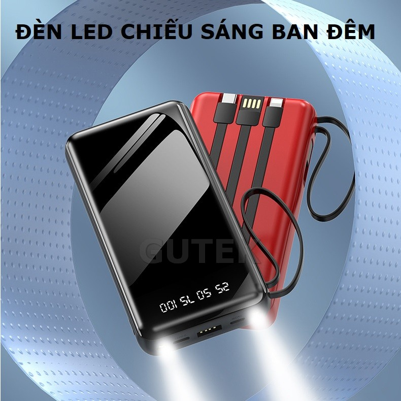 Sạc dự phòng Gutek XY266 pin dung lượng lớn 20000mah 30000mah kèm dây sạc nhanh cho nhiều điện thoại