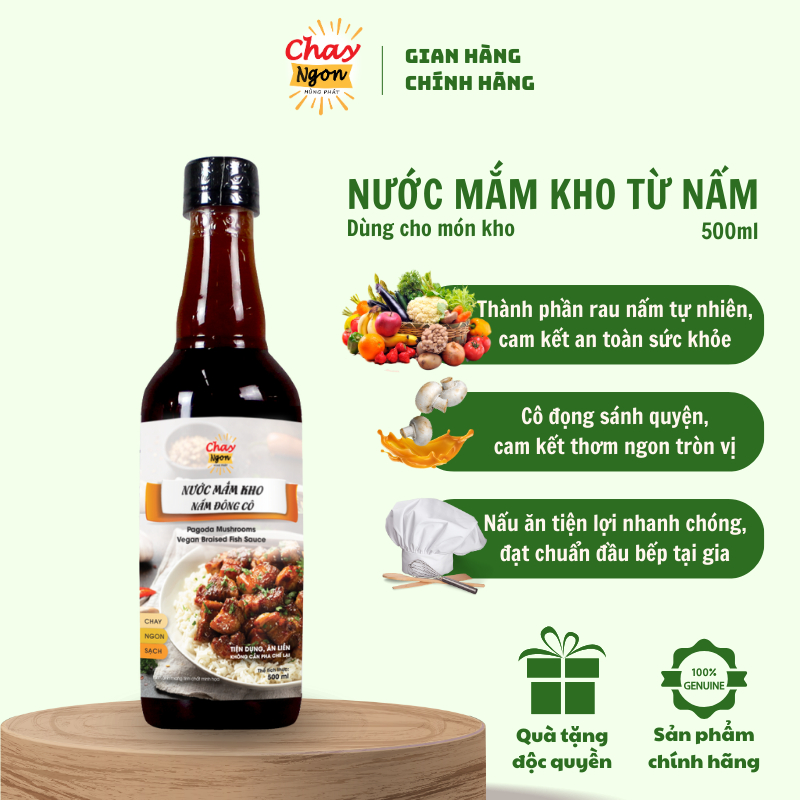 Nước Mắm Kho Nấm Đông Cô Chay Ngon Hùng Phát Chai 500ml - Cho Những Món Kho Thêm Đậm Vị