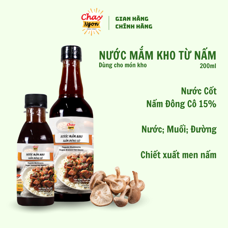 Nước Mắm Kho Nấm Đông Cô Chay Ngon Hùng Phát Chai 500ml - Cho Những Món Kho Thêm Đậm Vị