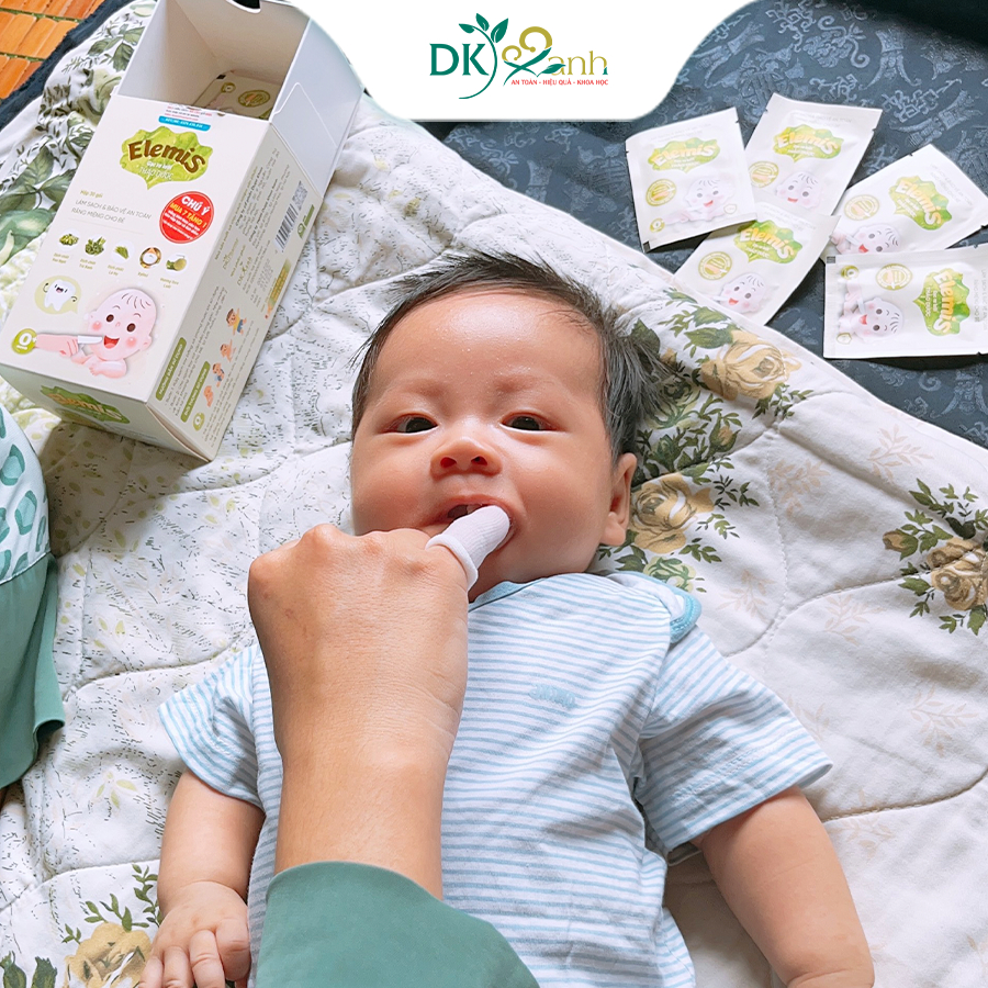 Gạc rơ lưỡi thảo dược Elemis, làm sạch và bảo vệ khoang miệng, khỏi lo nấm lưỡi tưa lưỡi cho bé - 30 gói/hộp - DK Pharma