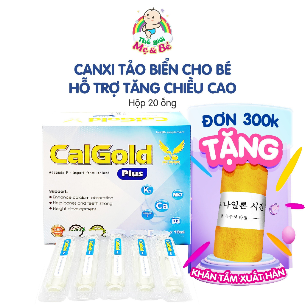 Siro ống tăng chiều cao, bổ sung canxi Calgold Plus cho bé, bộ 3 D3K2 MK7 tiên tiến, xương chắc, răng khỏe (Hộp 20 ống)