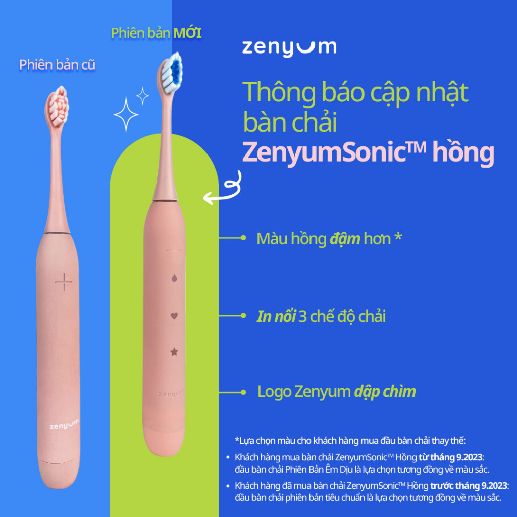 Combo 3 Đầu Bàn Chải Điện Zenyum Sonic Thay Thế - Màu Hồng San Hô