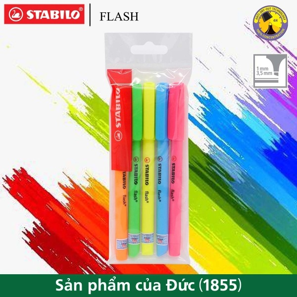 Bộ 5 cây bút dạ quang STABILO FLASH HL555