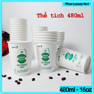 50 Cốc giấy 480ml - 16oz Gấu Xanh hàng hàn quốc cao cấp