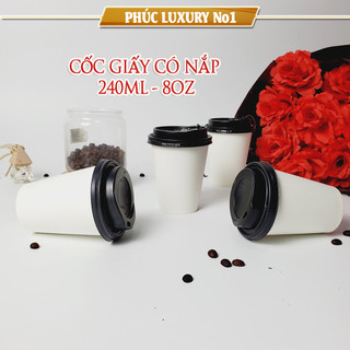 50 cốc giấy có nắp 240ml dùng 1 lần size 8OZ