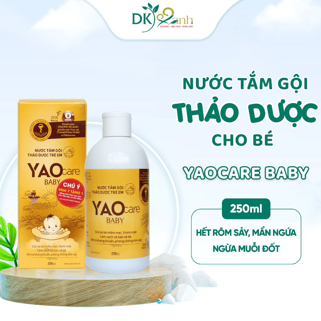 Nước tắm bé thảo dược Yaocare Baby 250ml/chai - DK Pharma