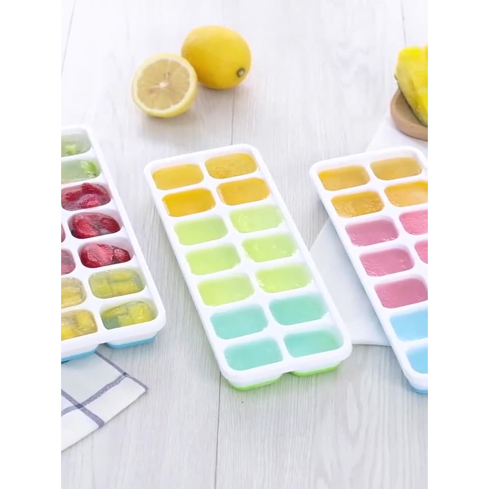 KHAY ĐÁ SILICON 14 Ô CÓ NẮP ĐẬY