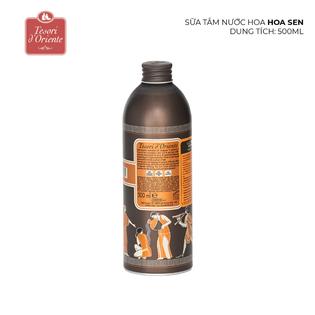 Sữa tắm nước hoa Tesori d’Oriente Hoa Sen 500ml nhập khẩu chính hãng từ Ý kèm vòi