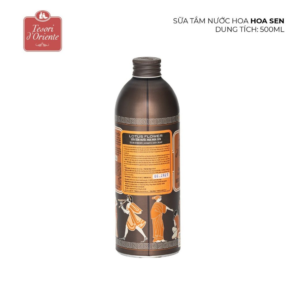 Sữa tắm nước hoa Tesori d’Oriente Hoa Sen 500ml nhập khẩu chính hãng từ Ý kèm vòi