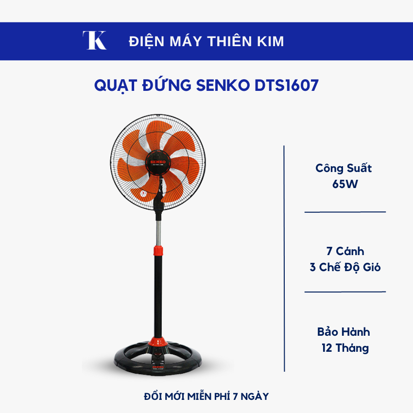 Quạt đứng Senko DTS1607 65W - Bảo Hành 12 Tháng Toàn Quốc