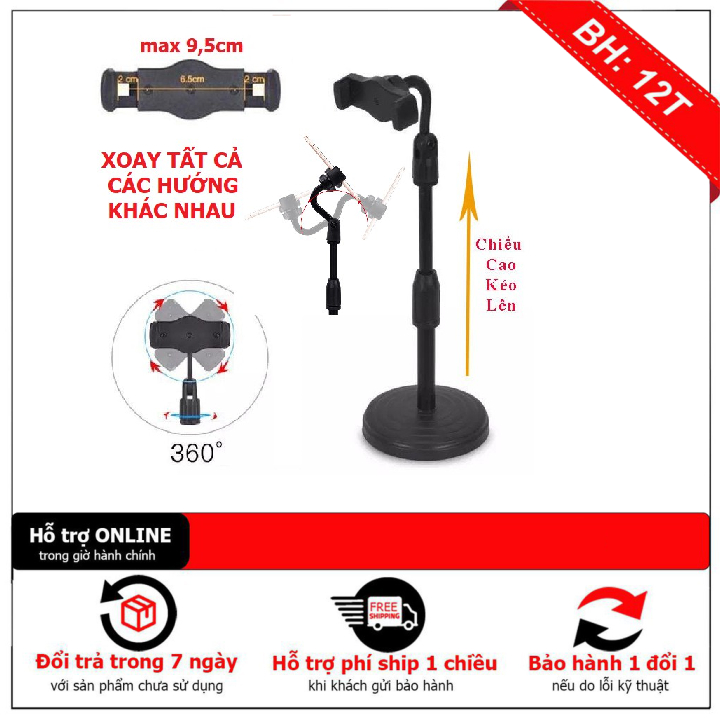 Giá Đỡ Điện Thoại livestream xem video Ổn Định Xoay 360 Độ dùng để Quay Phim Ghi Hình Đa Dụng