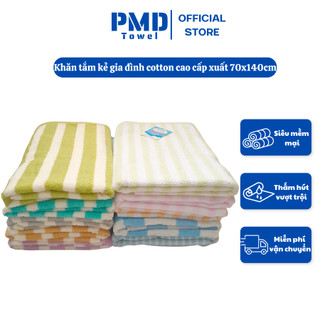 Khăn tắm kẻ gia đình cotton cao cấp xuất Nhật cực mềm êm nhẹ thấm nước tốt nhanh khô không sổ lông phai màu